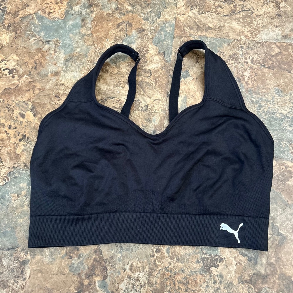 Puma Wireless Sports Bra Womens Size XL Black Wirefree Activewear Workout